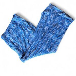 Women's Ellen Tracy Blue White Paisley Pajama Capri Bottoms 2X EUC